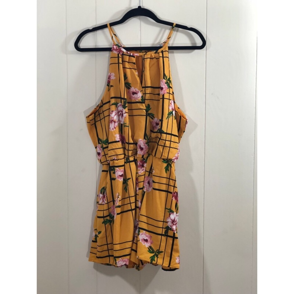 J for Justify Yellow floral romper